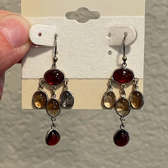 New Semi-Precious Stone Chandelier Earrings - Picture 1 of 3